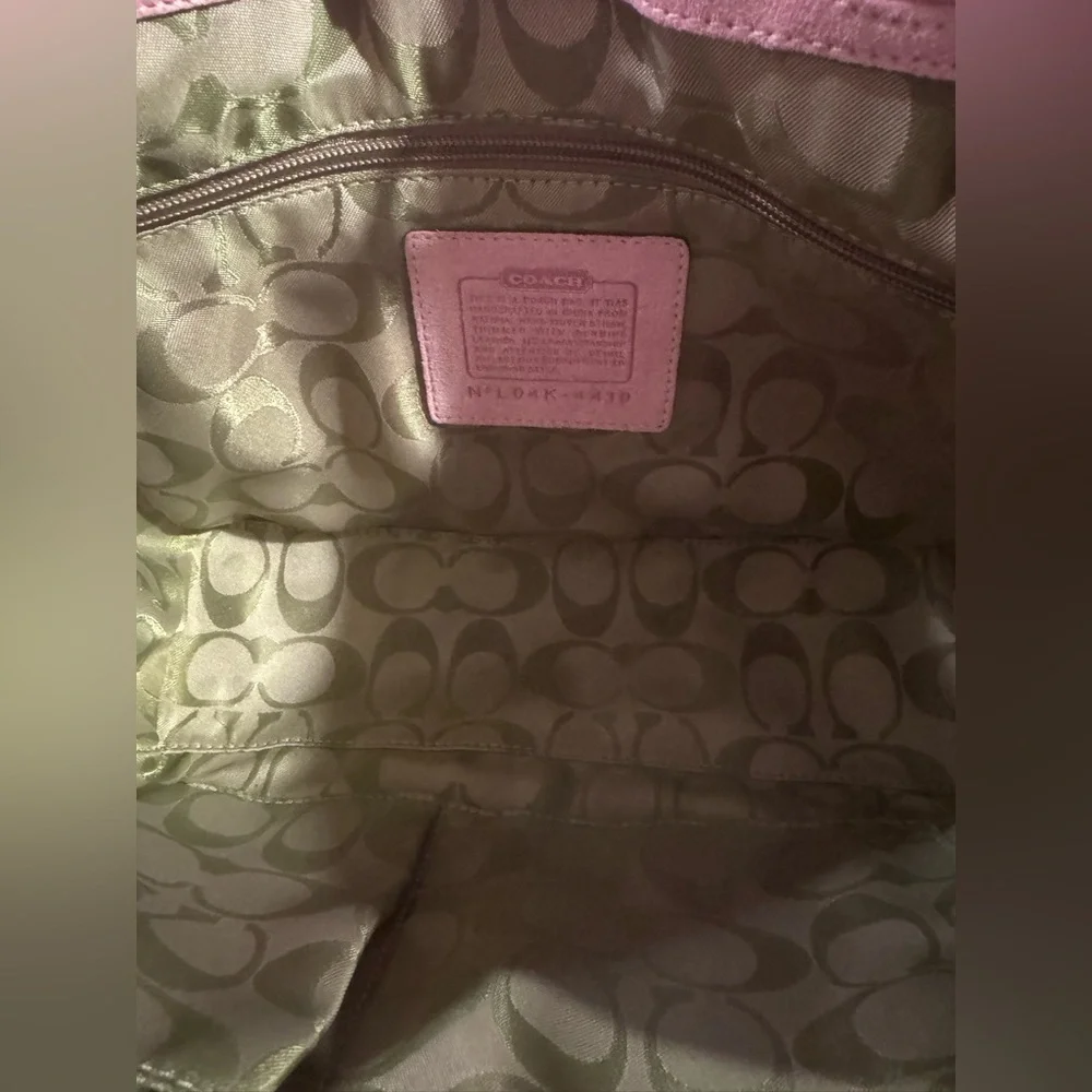Coach 2004 Limited Edition Straw and Pink Suede
Leather Top Handle Tote Satchel - Picture 9 of 9